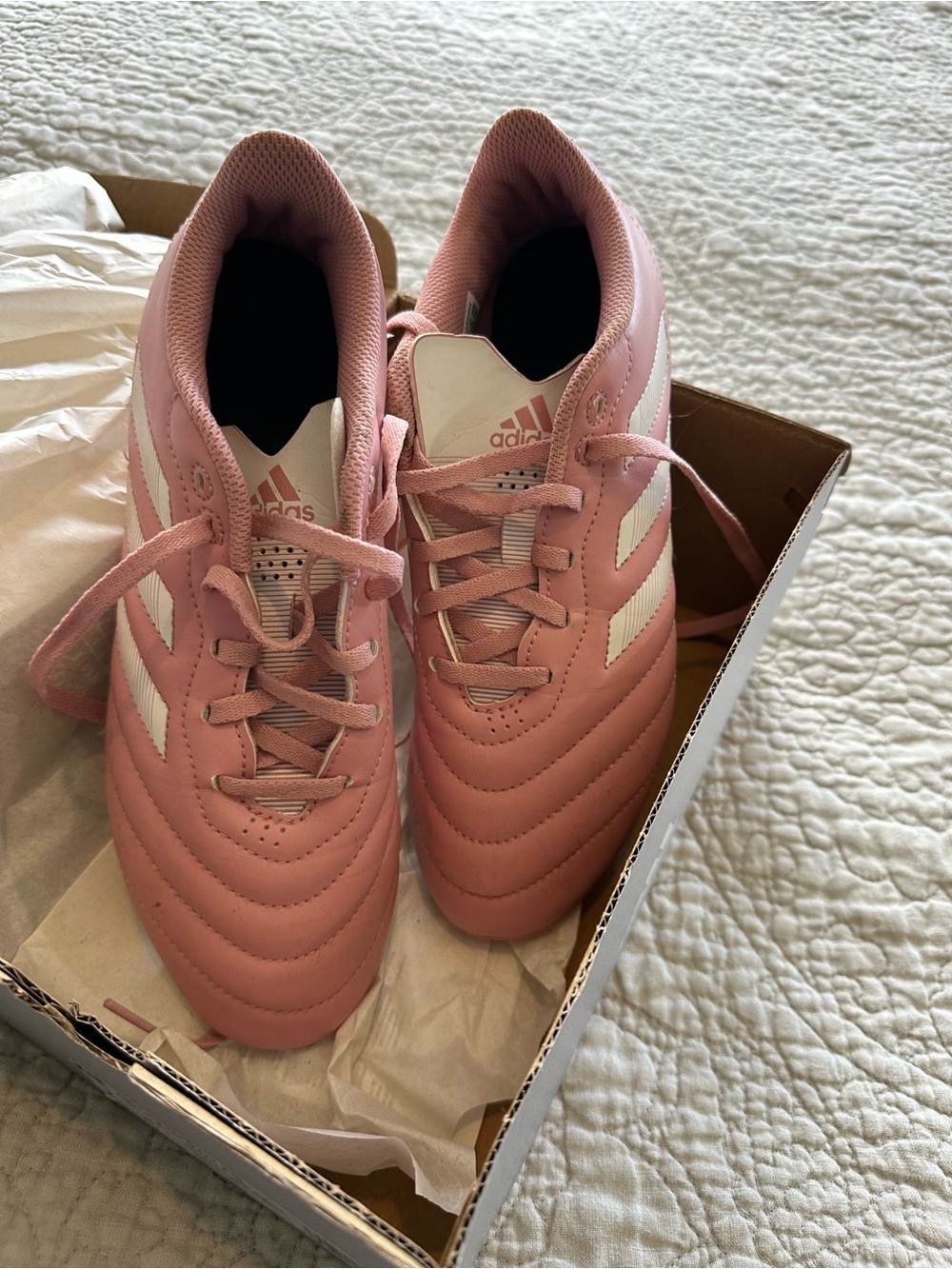 Adidas Pink Women's Athletic soccer Sneakers with White Stripes